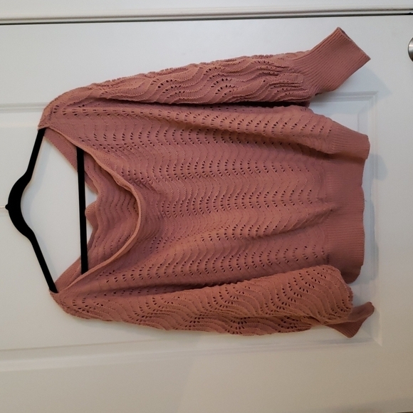 SHEIN Pointelle Knit Asymmetrical Neck Batwing Sleeve Sweater - 18 - Picture 3 of 7